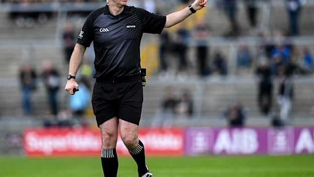 Referee Seán Hurson during the 2025 Connacht GAA Football Senior Championship semi-final match between Galway and Roscommon at Pearse Stadium in Galway. Photo by Piaras Ó Mídheach/Sportsfile