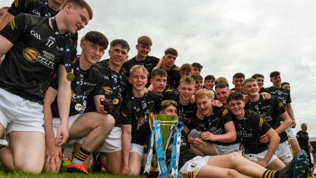 Kilkenny players celebrate with the Corn Michael Hogan Celtic Challenge Cup after the Electric Ireland Corn Michael Hogan Celtic Challenge final match between Tipperary Blue and Kilkenny at UPMC Nowlan Park in Kilkenny. Photo by Tom Beary/Sportsfile