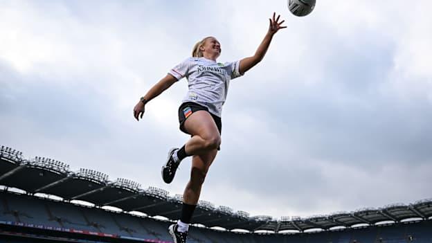Dublin ladies footballer Carla Rowe pictured at the launch of John West Féile 2025, marking 10 years of sponsorship by the company of the competition at Croke Park. Photo by David Fitzgerald/Sportsfile