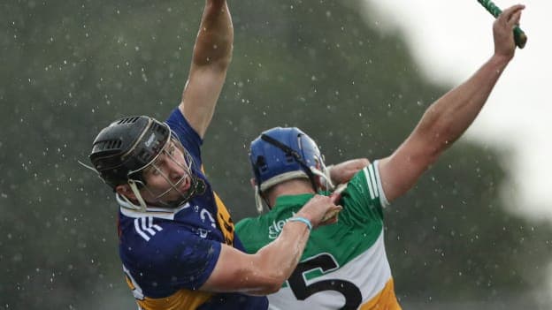 Gearoid O'Connor of Tipperary in action against Jack Clancy of Offaly during the GAA Hurling All-Ireland Senior Championship Preliminary Quarter Final match between Offaly and Tipperary at Glenisk O'Connor Park in Tullamore, Offaly. Photo by Michael P Ryan/Sportsfile.