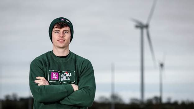 Pictured is Fermanagh footballer, Darragh McGurn who has teamed up with AIB to support the GOAL Mile. AIB is offering participants the chance to win up to €7,000 for their Gaelic Games club by registering their Club to host a GOAL Mile and entering the AIB GAA GOAL Mile competition at https://goalmile.org/aibgaacompetition 