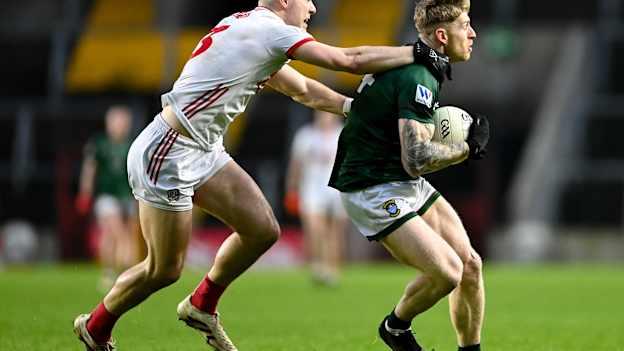 Luke Loughlin, Westmeath, and Daniel O'Mahony, Cork, in Allianz Football League Division Two action. Photo by Tom Beary/Sportsfile