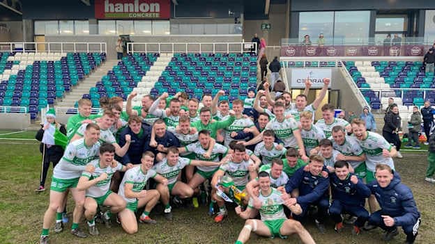Sallins celebrate after victory in the AIB Leinster Club Intermediate Football Final. 