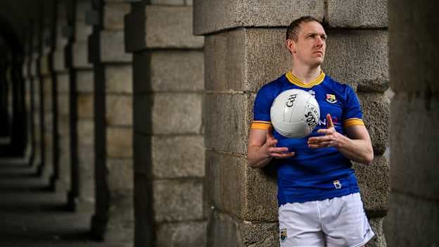 Paddy Fox of Longford poses for a portrait at the launch of the 2024 Leinster GAA Senior Football Championship, in the National Museum of Ireland Dublin. Photo by Brendan Moran/Sportsfile.