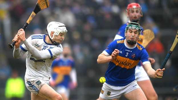 Marco Cleary, St Flannans Ennis, and Evan Morris, Thurles CBS, in Dr Harty Cup Final action. Photo by John Sheridan/Sportsfile