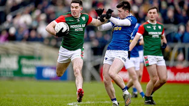 Ruaidhrí Fallon, St Brigid's, and Nicky Sherlock, Scotstown, in AIB All-Ireland Club SFC Semi-Final action. Photo by Ben McShane/Sportsfile
