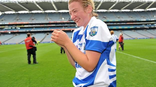 Trish Jackman, Waterford, celebrates after the 2011 All-Ireland Premier Junior Camogie Championship Final against Down. Picture credit: Brian Lawless / SPORTSFILE