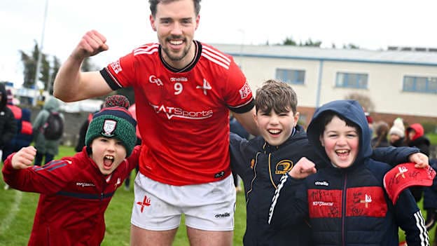 Conor Early of Louth with supporters after his side's victory in the Allianz Football League Division 2 match between Louth and Tyrone at DEFY Pairc Mhuire in Ardee, Louth. Photo by Shauna Clinton/Sportsfile.