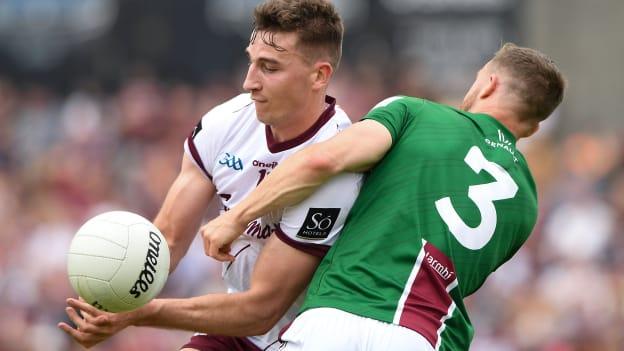 Matthew Tierney of Galway in action against Kevin Maguire of Westmeath during the GAA Football All-Ireland Senior Championship Round 2 match between Westmeath and Galway at TEG Cusack Park in Mullingar, Westmeath. Photo by Matt Browne/Sportsfile.