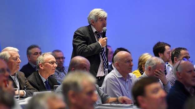 Tony Dempsey speaking at GAA Annual Congress in 2019. Photo by Piaras Ó Mídheach/Sportsfile