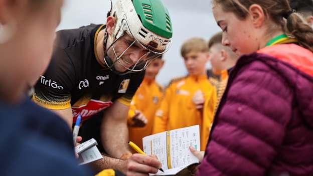 Paddy Deegan of Kilkenny signs a supporter's match programme after his side's victory in the Leinster GAA Hurling Senior Championship Round 2 match between Antrim and Kilkenny at Corrigan Park in Belfast. Photo by Thomas Flinkow/Sportsfile