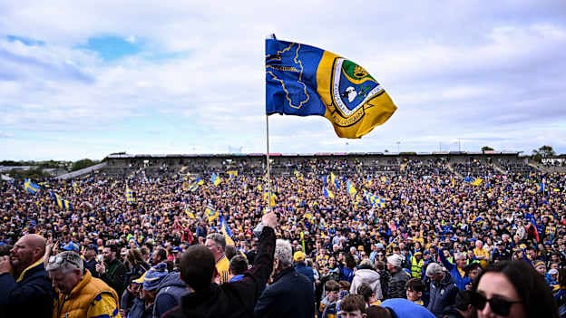 Roscommon supporters celebrate on the pitch after the 2026 Connacht GAA Football Senior Championship final match between Roscommon and Galway at King & Moffatt Dr Hyde Park in Roscommon. Photo by Piaras Ó Mídheach/Sportsfile.
