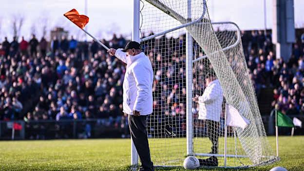 Umpire Martin Sheridan waves the orange flag, after a two-point score, during the Allianz Football League Division One match between Mayo and Galway at Hastings Insurance MacHale Park. Photo by Piaras Ó Mídheach/Sportsfile