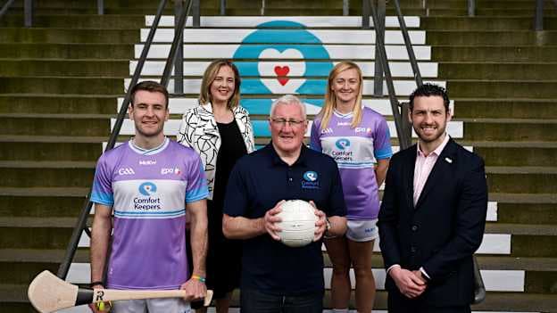 Pictured at Croke Park are, from left, Tipperary hurler John McGrath, Comfort Keepers Chief Executive Officer Collette Gleeson, former Kerry footballer Pat Spillane, Dublin ladies footballer Carla Rowe and GPA Chief Executive Officer Tom Parsons at the announcement of a new three-year partnership with Comfort Keepers, Ireland’s leading homecare provider, which has been named Official Community Impact Partner of the GAA and GPA. Comfort Keepers will bring its ambassadors into homes and communities across the country this year, connecting Gaelic games supporters of all ages and abilities. Photo by David Fitzgerald/Sportsfile