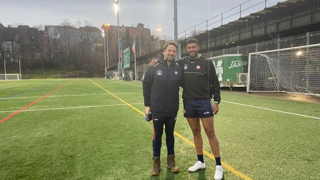 New York manager Alan O'Mara, left, with player Jordan Ajani.