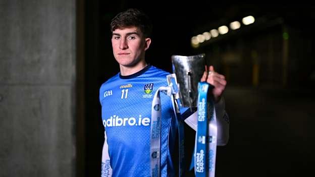 UCD's Daire Cregg pictured with the Electric Ireland Sigerson Cup. Photo by Piaras Ó Mídheach/Sportsfile