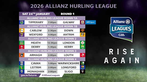 Saturday 24th January Allianz Hurling League