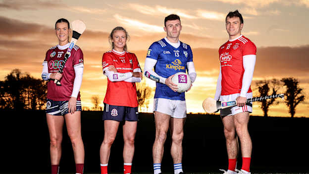 Pictured at the launch of the AIB GAA, LGFA, and Camogie Club Championships were, left to right, AIB ambassadors Aoife Prendergast (Dicksboro), Louise Ward (Kilkerrin-Clonberne), Jordan Morris (Kingscourt Stars), and Shane O’Donnell (Éire Óg). 