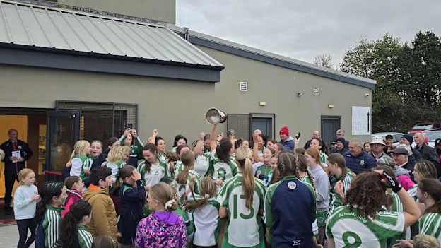 Aghabullogue's Lily Grant camogie team celebrate after winning the Cork championship.