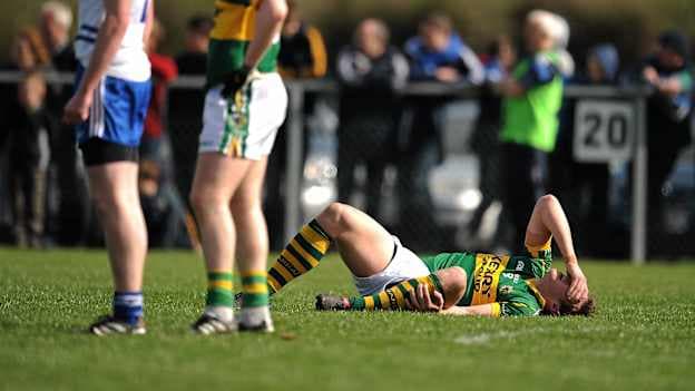 Former Kerry football star, David Moran, pictured after sustaining a torn ACL in an Allianz Football League match against Monaghan in 2011. 