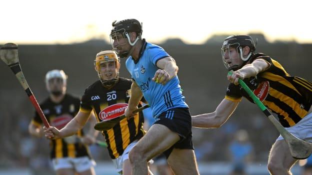 Danny Sutcliffe of Dublin in action against David Blanchfield of Kilkenny during the Leinster GAA Hurling Senior Championship Round 4 match between Dublin and Kilkenny at Parnell Park in Dublin. Photo by Daire Brennan/Sportsfile.