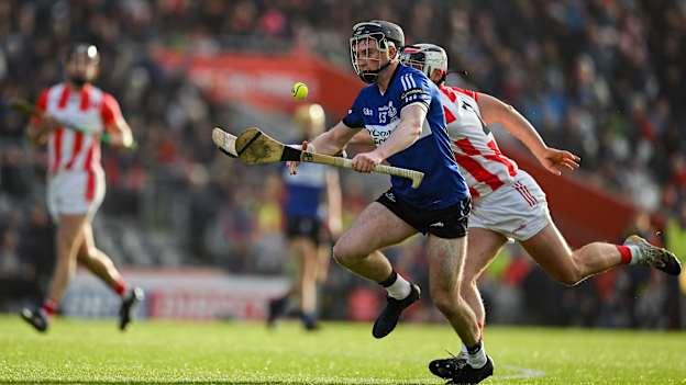 Jack O’Connor, Sarsfields, and Timmy Wilk, Imokilly, in Cork SHC Final action. Photo by Brendan Moran/Sportsfile