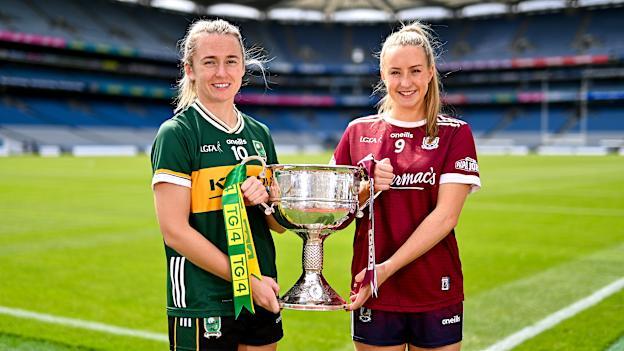 In attendance during the captains day ahead of the 2024 TG4 All-Ireland Ladies Football Championship Finals at Croke Park in Dublin is the Senior Championship contenders Kerry captain Niamh Carmody, left, and Galway captain Ailbhe Davoren. Photo by Ben McShane/Sportsfile.