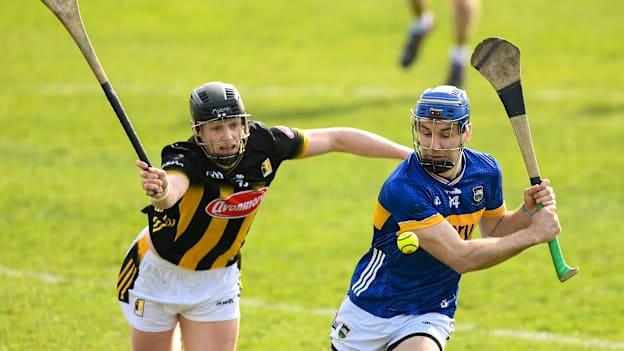 John McGrath of Tipperary in action against Padraic Moylan of Kilkenny during the Allianz Hurling League Division 1A match between Kilkenny and Tipperary at UPMC Nowlan Park in Kilkenny. Photo by Stephen McCarthy/Sportsfile.
