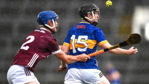 Cillian Minogue, Tipperary, and Cathal Maloney, Galway, in Electric Ireland MHC action. Photo by Tom Beary/Sportsfile