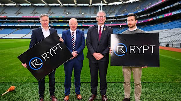 RYPT will become a key player management software provider for the GAA. Pictured at the launch are GAA Director of Games Development Shane Flanagan, Chairman of Central Games Development Michael Martin, GAA President Jarlath Burns, and CEO RYPT Cormac O'Beirne.