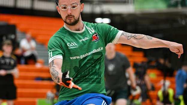 Conor Keenan of Cappagh/Killyclogher, Tyrone, in action during the oneills.com World Wallball Championships Men's C round of 64 at UL Sport Arena. Photo by Stephen Marken/Sportsfile