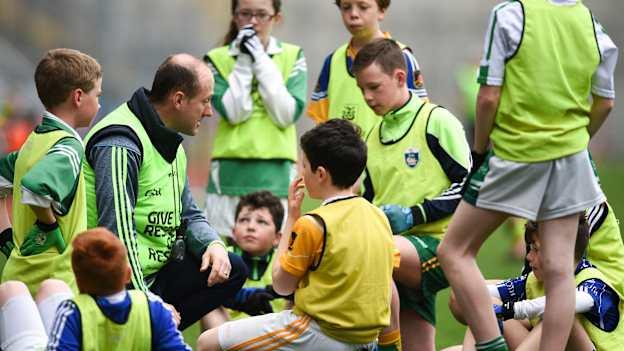Mentor Martin Corey coaches players from Co Monaghan during the 2017 Go Games Provincial Days in partnership with Littlewoods Ireland Day 7 at Croke Park in Dublin. Photo by Cody Glenn/Sportsfile