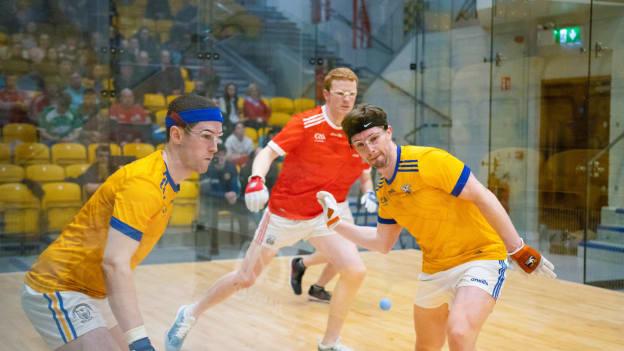 Clare's Colin Crehan shoots in the 2023 All-Ireland Senior Doubles final.