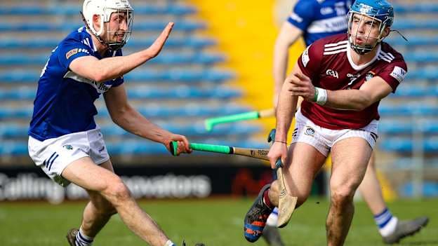 Conor Shaw of Westmeath in action against Martin Phelan of Laois during the Allianz Hurling League Division 1 Relegation Play-Off match between Westmeath and Laois at FBD Semple Stadium in Thurles, Tipperary. Photo by Michael P Ryan/Sportsfile.