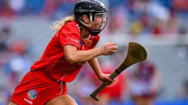 Laura Hayes in action for Cork against Galway in the 2025 All-Ireland Senior Camogie Final at Croke Park. Photo by Piaras Ó Mídheach/Sportsfile