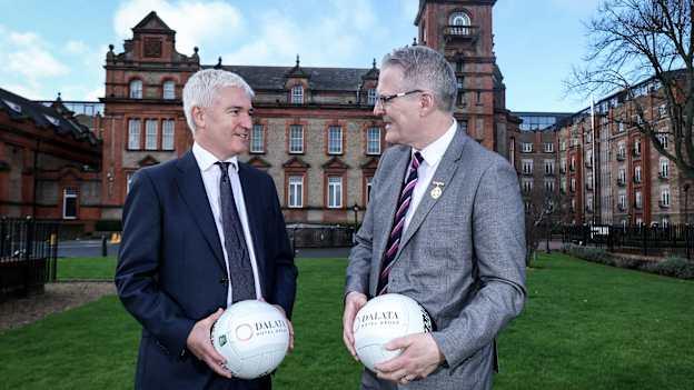 Pictured here to announce the Dalata Hotel Group five-year sponsorship of the GAA Under 20 Football Championship were, Dermot Crowley (Dalata CEO) and Jarlath Burns, GAA President. The championship is now titled the Dalata Hotel Group GAA Under 20 Football Championship.