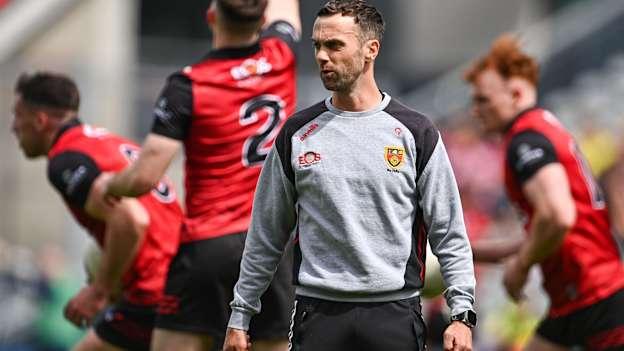 Down manager Conor Laverty before the Tailteann Cup Final match between Down and Laois at Croke Park in Dublin. Photo by Piaras Ó Mídheach/Sportsfile.