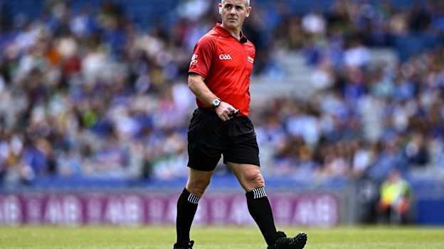 Colm McDonald took charge of the 2024 Joe McDonagh Cup Final between Laois and Offaly at Croke Park. Photo by Piaras Ó Mídheach/Sportsfile