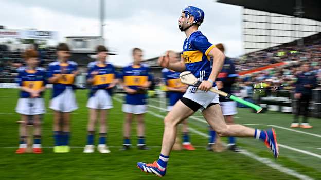 John McGrath of Tipperary runs out before the Munster GAA Hurling Senior Championship Round 1 match between Tipperary and Limerick at FBD Semple Stadium in Thurles, Tipperary. Photo by Seb Daly/Sportsfile.