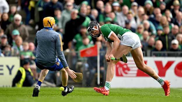 Gearóid Hegarty of Limerick scores his side's first goal past Clare goalkeeper Eibhear Quilligan during the Munster GAA Hurling Senior Championship final match between Clare and Limerick at FBD Semple Stadium in Thurles, Tipperary. Photo by Brendan Moran/Sportsfile