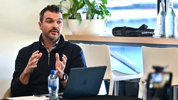 Johnny Bradley of the GAA's Games Intelligence Unit (GIU) speaking during a GAA Gaelic Football Expert Advisory Group (EAG) media briefing at Croke Park in Dublin. Photo by Piaras Ó Mídheach/Sportsfile