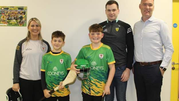 GAA National Head of Hurling, William Maher, pictured with members of Na Dúnaibh GAA club, one of seven new hurling units established in Donegal this year. 