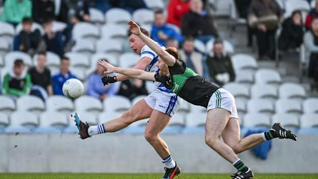 Brian Hurley, Castlehaven, and Alan O'Donovan, Nemo Rangers, in action during the 2023 Cork SFC Final. Photo by Brendan Moran/Sportsfile