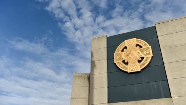 A general view of the GAA crest outside of Croke Park.