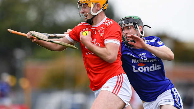 Fionan Treacy, Éire Óg Ennis, and Tom O'Rourke, Kilmaley, in Clare SHC Semi-Final action. Photo by John Sheridan/Sportsfile