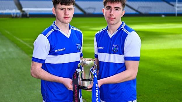 Tommy Kennedy and Bradley Penkert, joint captains of Mount Sion CBS, Waterford, picturead ahead of the upcoming Masita All Ireland PPS Niall McInerney Hurling Final against Scoil Aireagail, Ballyhale. Photo by Piaras Ó Mídheach/Sportsfile