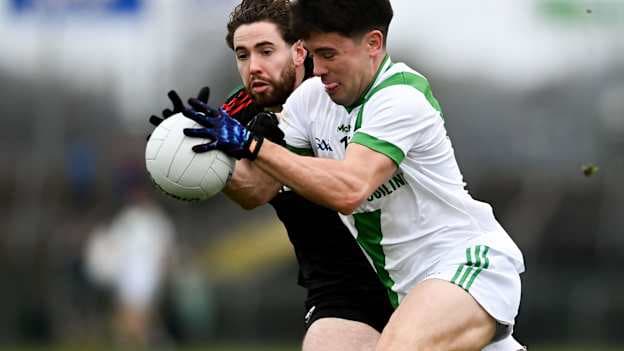 Seán Kelly, Maigh Cuilinn, and Eddie Nolan, St Brigid’s, in AIB Connacht Club SFC Final action. Photo by David Fitzgerald/Sportsfile