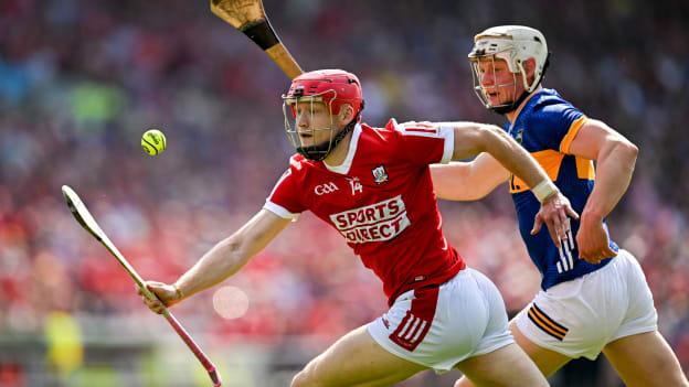 Alan Connolly of Cork in action against Bryan O'Mara of Tipperary during the Munster GAA Hurling Senior Championship Round 4 match between Tipperary and Cork at FBD Semple Stadium in Thurles, Tipperary. Photo by Brendan Moran/Sportsfile.