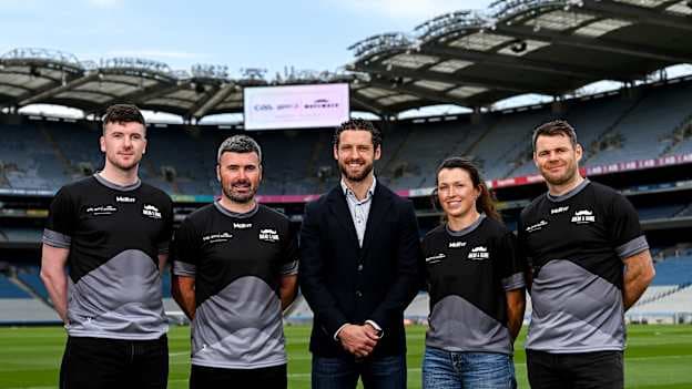 Pictured at the launch of Movember Ahead of the Game Phase 4 2026 is GPA Chief Executive Tom Parsons, with, from left to right, are, from left to right, Declan Hannon, ambassador and former Limerick hurler; Martin Stackpoole, programme facilitator and former Kerry hurler; Leah McCaffrey, programme facilitator and Dublin ladies footballer; and Kevin McManamon, former Dublin footballer and Sports Psychologist; at Croke Park in Dublin. Since its launch in 2024, Movember Ahead of the Game has reached more than 17,000 participants through mental health literacy workshops delivered in 400+ GAA clubs across the island of Ireland. This year, the GAA and GPA are encouraging clubs across Ireland to take part in The Most Important Team Talk, continuing to raise awareness of the importance of mental fitness both on and off the pitch. For more details visit learning.gaa.ie/Movember Photo by Ramsey Cardy/Sportsfile