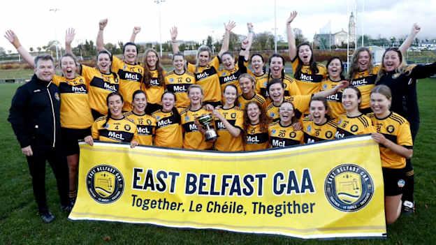 The East Belfast camogie team that won the 2022 Down Junior Championship. 